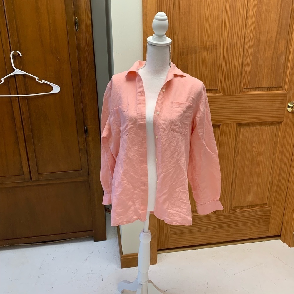 Crazy Horse Liz Claiborne boyfriend button down oxford linen feel shirt